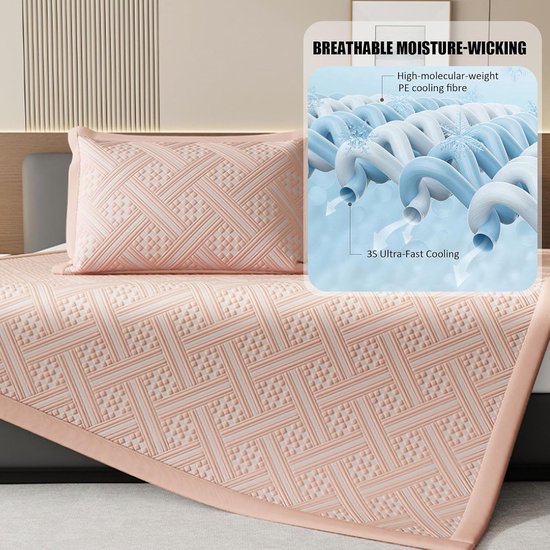 Koelmatras - Zomerslaapmat - Koel Slapen - Ademende Structuur - 200x220cm - Roze — afbeelding 5