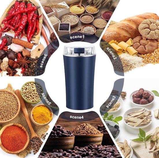 Koffiemolen en Specerijenmaler, 300 W, Roestvrijstalen Messen, BPA-vrij, Inclusief Schoonmaakborstel, Automatische Molen voor Koffie, Specerijen, Kruiden en Noten — afbeelding 2