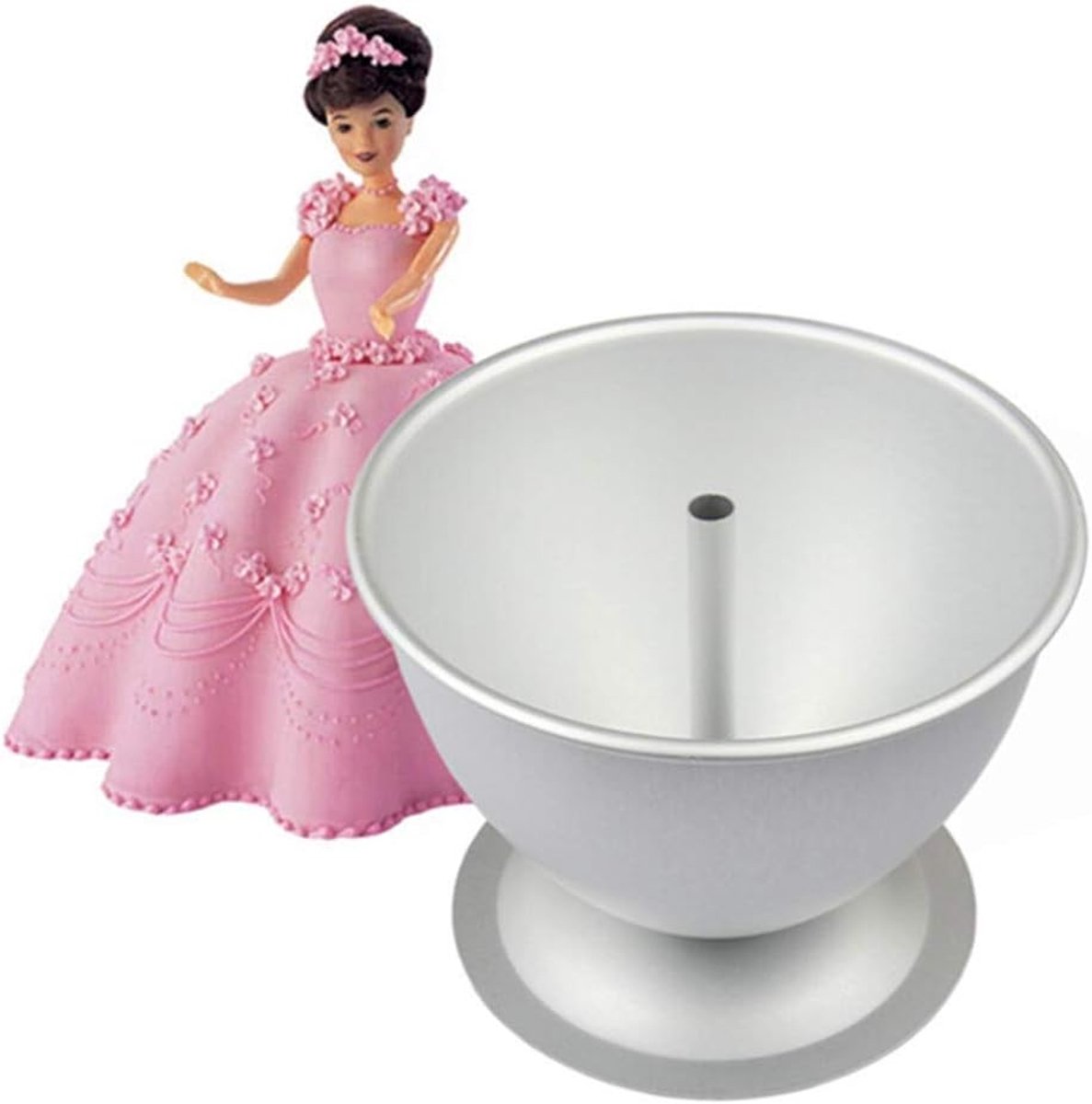 SnelShoppen - Aluminium Taartvorm voor Prinsespop, 20 cm, Vormvaste Hoge Sterkte Bakplaat voor Creatieve DIY Prinses Taarten (Zilver)