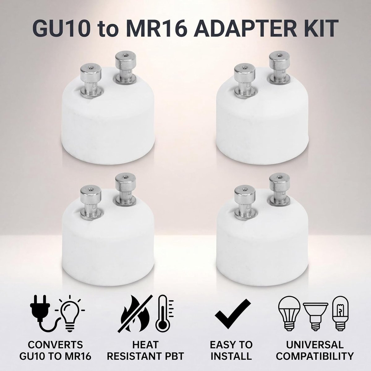 SnelShoppen - GU10 naar MR16 Adapter Socket Set, Converteer GU10 naar MR16, Geschikt voor LED Halogeenlampen, Eenvoudig te Installeren, Duurzaam ABS M