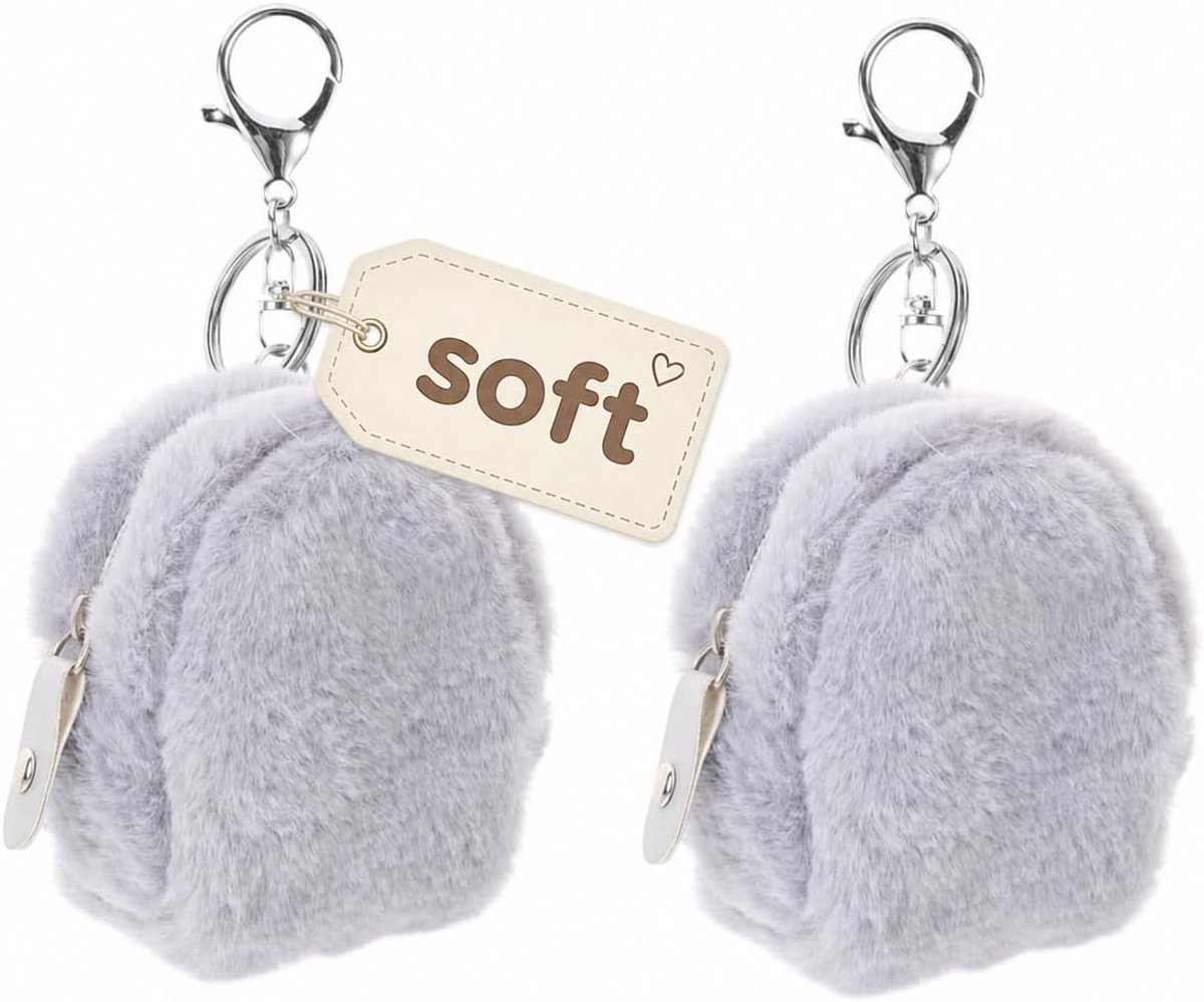 2 Pcs Plush Keychain Purse for Women Mini Wallet with Versatile for Coin Keys and Small Supplies for and Daily Use - ShopVlot