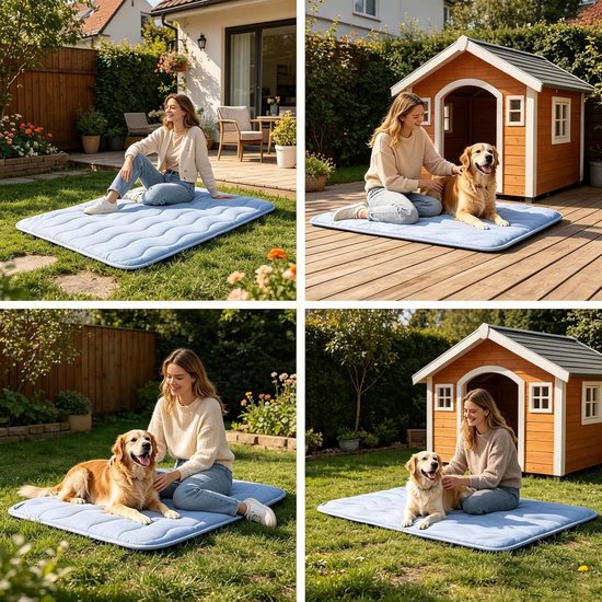 Koelmat Hond - Huisdier Slaapmat - Hitte Verminderen - Ademend en Wasbaar - XL - Lichtblauw — afbeelding 4