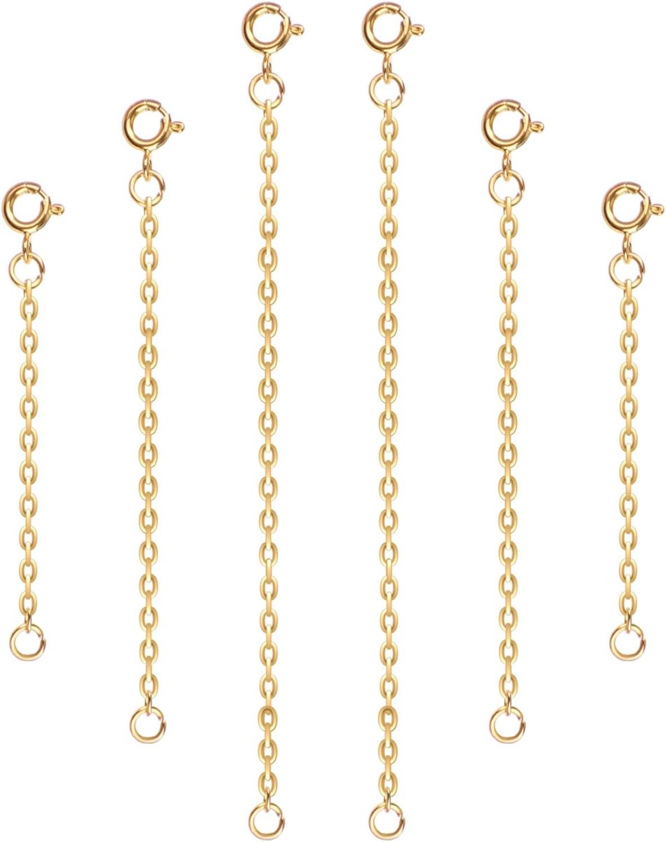 SnelShoppen - 6Pcs Kettingverlengingen, 5cm, 7.5cm, 10cm RVS Sieraden Extenders Armband Verlengstuk voor Sieraden Ketting Armband Enkelbandje (Goud)