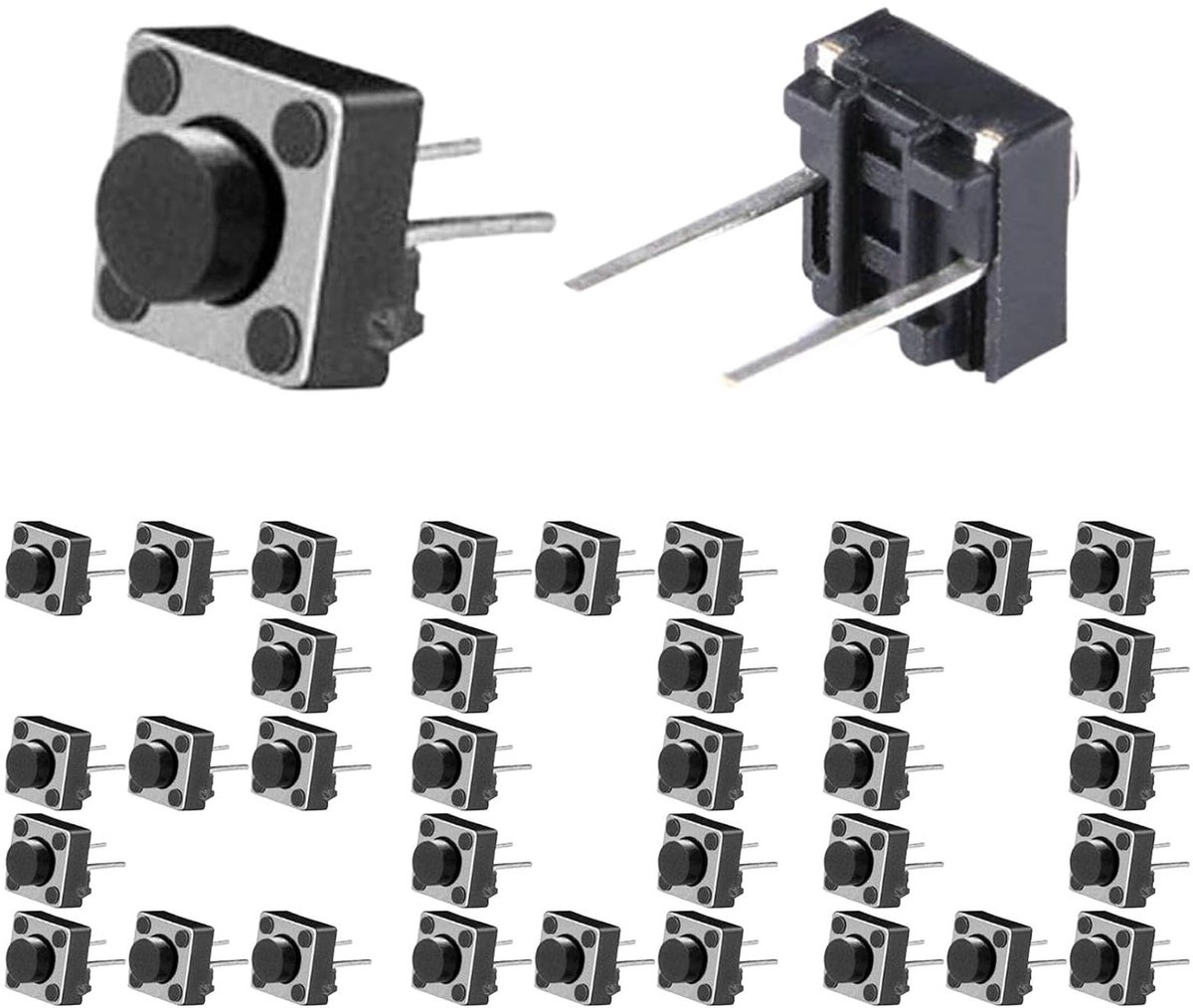 SnelShoppen - 200pcs Tact Button Switches 6x6x5mm PCB Momentary Tactiele Drukknoppen SPST Miniatuur 2-pins voor Elektronica Projecten