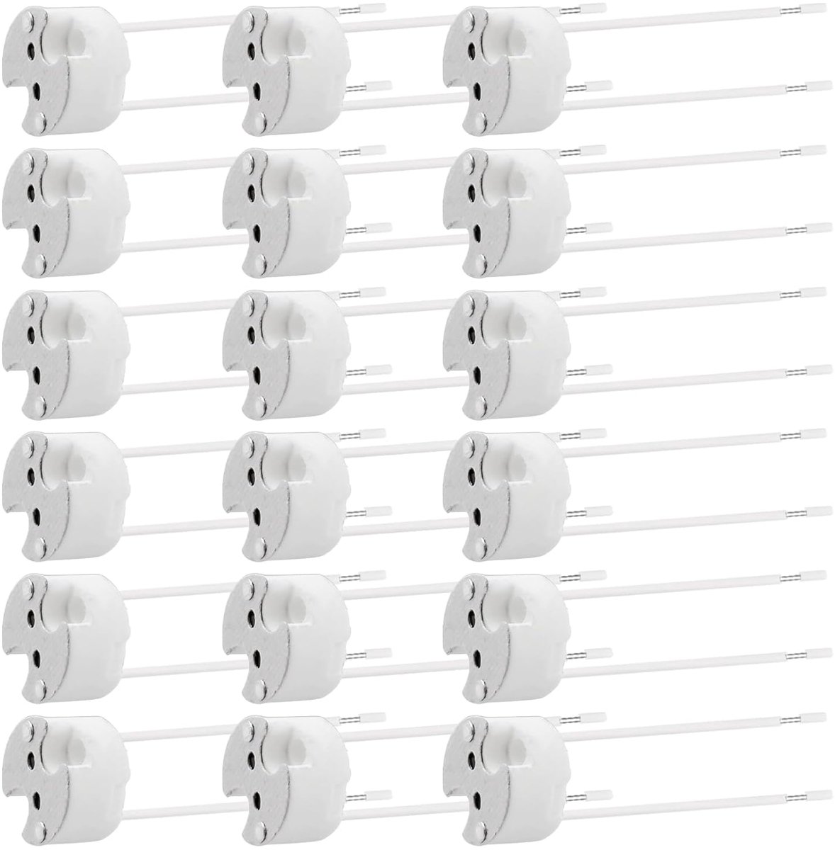 SnelShoppen - 30 Stuks GU5.3 Fitting, Keramische Fitting met 14 cm Siliconen Kabel, 12V-250V 2 A Max 100 W, GU5.3 Halogeenlamp Keramisch Plug, MR16 La