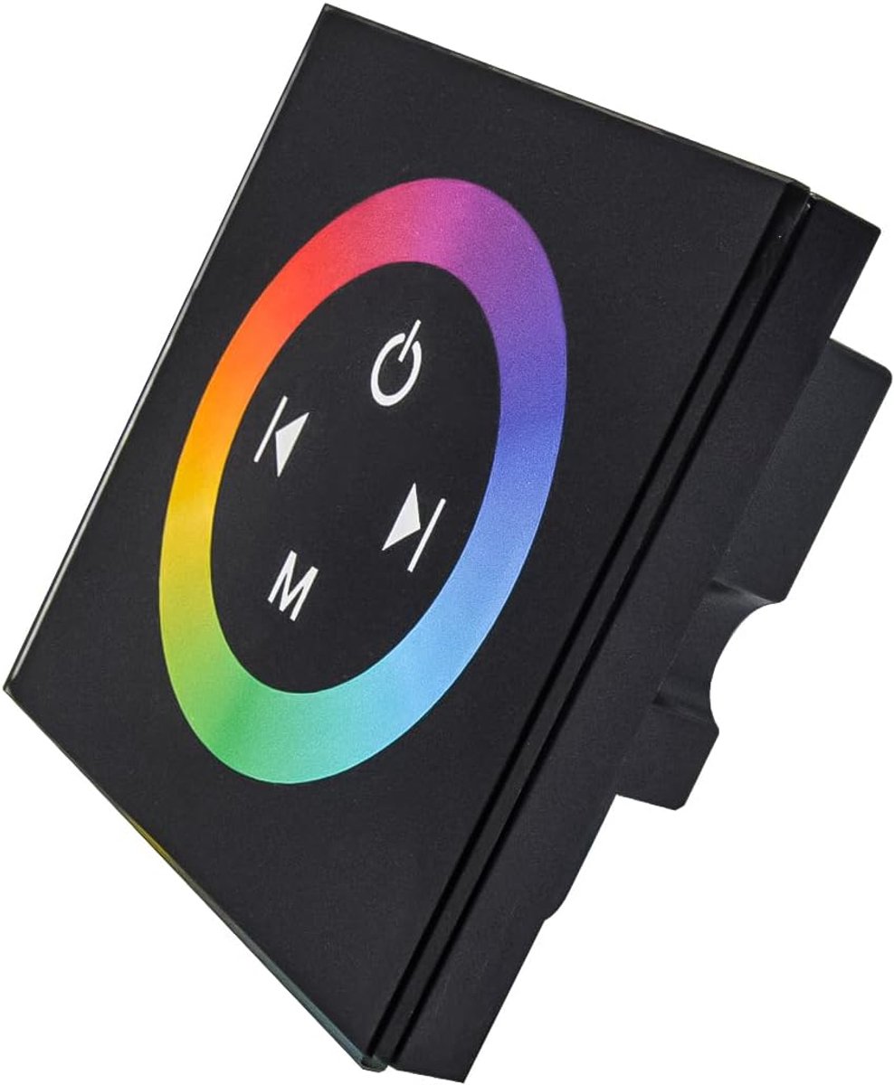 SnelShoppen - Wandgemonteerde Touch Panel RGB Dimmer DC12-24V Kleurencontroller voor LED Strip Verlichting, Glazen Paneel, Hooggevoelig, Voor Binnen e
