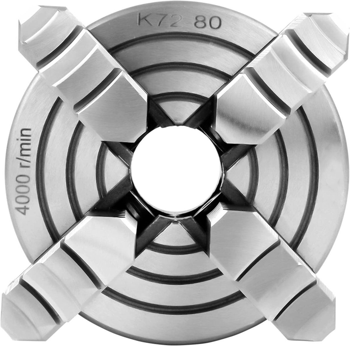 SnelShoppen - 3 Inch K72-80 4-Klauwen Onafhankelijke en Omkeerbare Klemmetaal Draaibank Chuck Accessoires, 80mm Boorkop Diameter, Verstelbare Klemmen