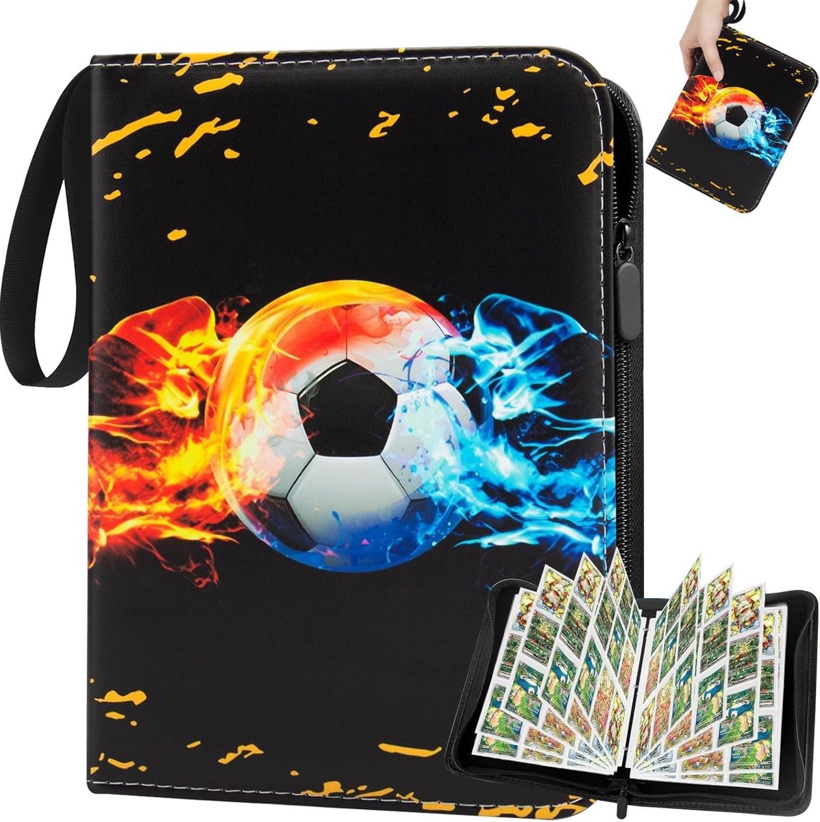 Voetbalkaarten Verzamelalbum - Zwart - 900 Vakjes - Waterdicht PU-leer - Voor Kaartverzamelaars