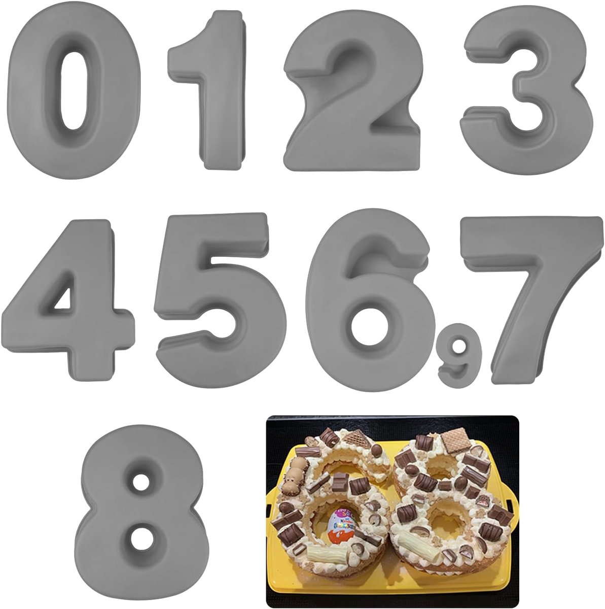 Cakevormen 10" 3D Cijfers - Hoge kwaliteit silicone - Herbruikbaar - Perfect voor verjaardagen - SnelShoppen