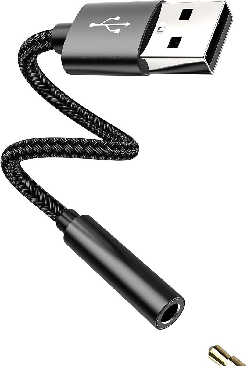 SnelShoppen - USB Plug naar 3.5mm Hoofdtelefoonadapter, AUX Kabel voor Android Mobiele Telefoon, PC, Auto, Hoofdtelefoon Jack voor iPad, Headset, Micr