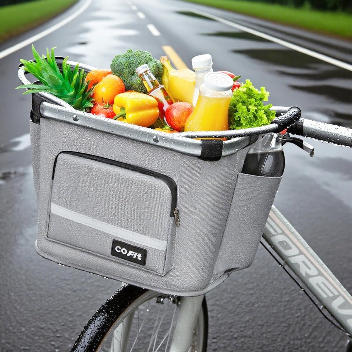 Fietsmand Afneembaar - Dierenmand Boodschappen - Winkelen Vervoeren - Inclusief Regenhoes - 5 kg Draagkracht - Grijs