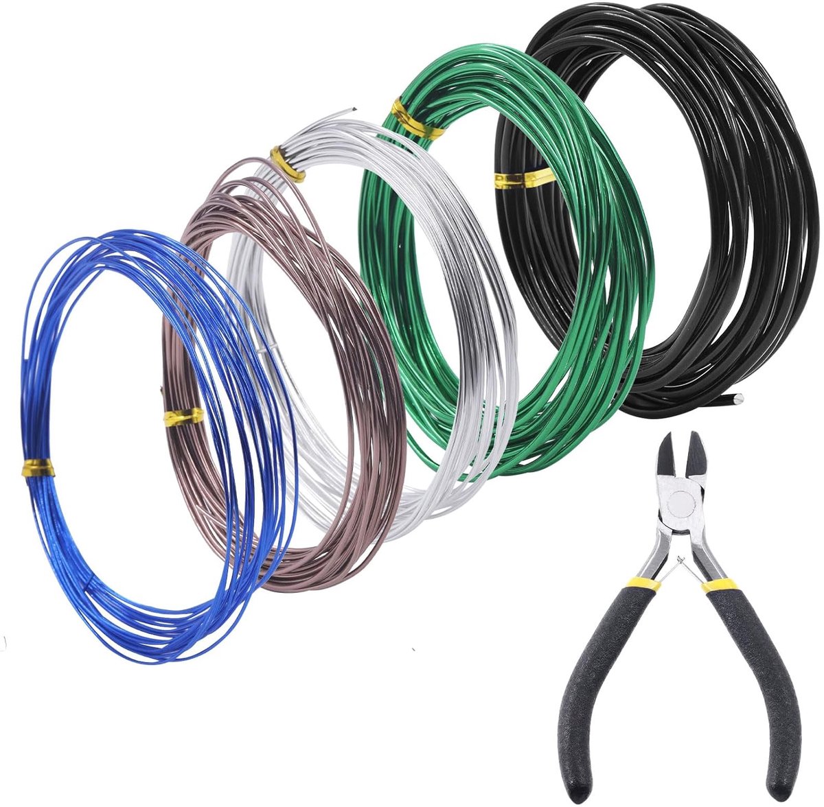 Bonsai training wire set 6-delig - 5 maten aluminium draad - inclusief draadknipper - perfect voor bonsai verzorging - SnelShoppen