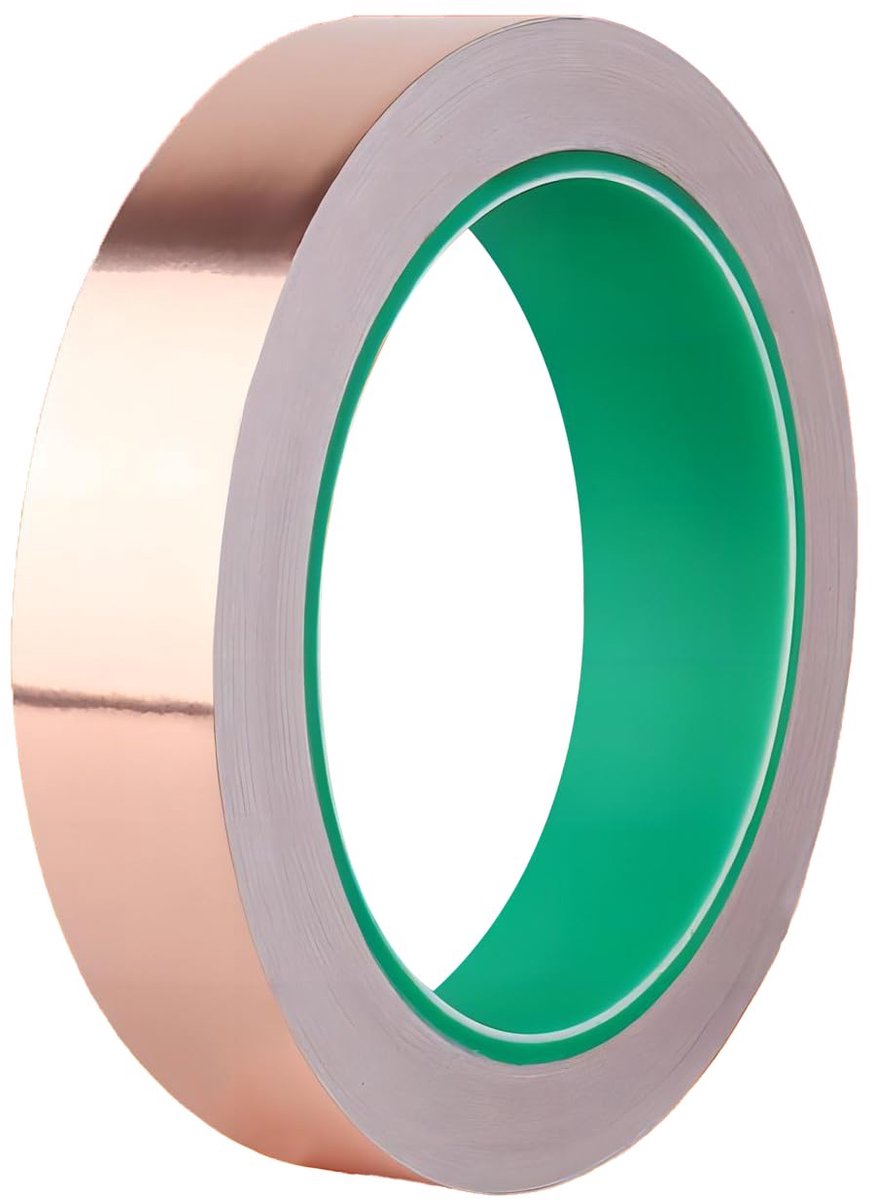 SnelShoppen - Dubbelzijdige geleidende kopertape 20mm x 20m, zelfklevende kopertape, afschermingstape, koperfolie voor elektronica, hobby, knutselen,