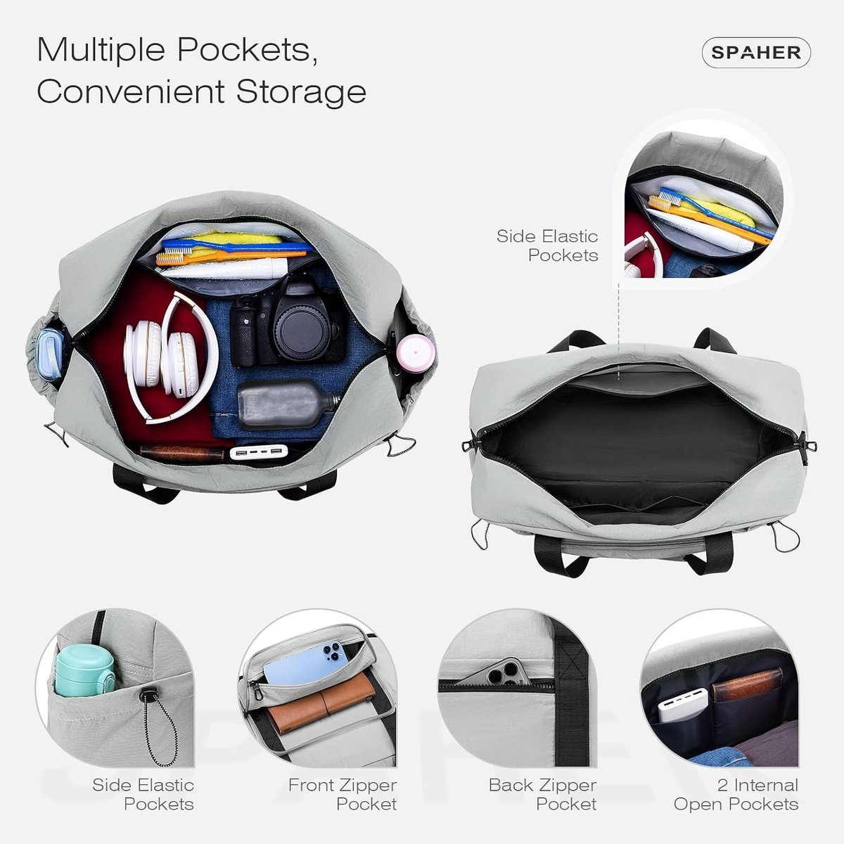 50L Uitbreidbare Reistas voor Handbagage - Lichtgewicht Sporttas voor Weekendtrips, Fitness en Reizen met Toilettas - Geschikt voor Lufthansa en Wizzair - Ruime en Vouwbare Reisoplossing