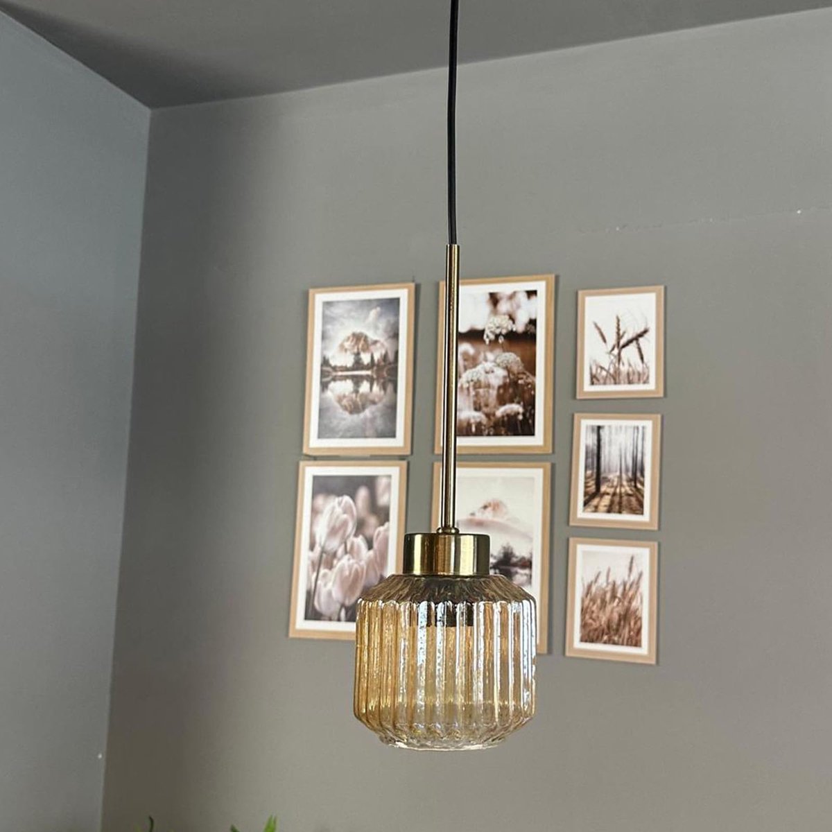 Bamyum Jerno hanglamp Ø11 cm, hanglamp vintage, industrieel van metaal en glas E27, woonkamerlamp hangend, eettafel, keukenlamp