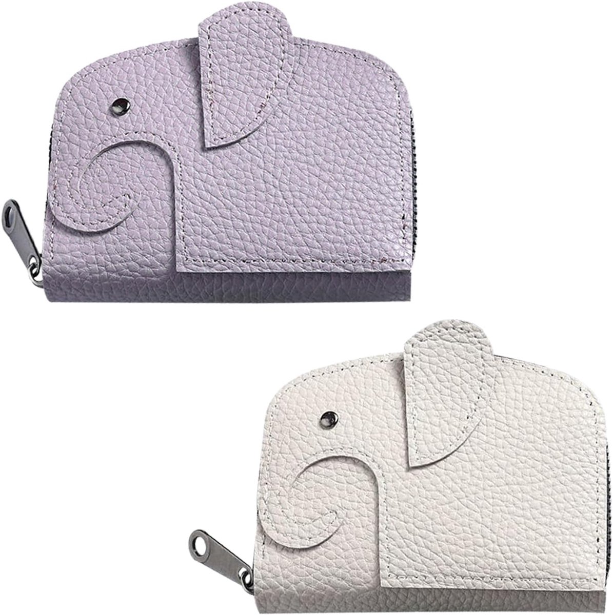 SnelShoppen - 2 Stuks Creditcardhouder PU Lederen Creditcard Portemonnee, Schattige Olifant Creditcardhouders voor Vrouwen en Mannen, 11 Kaartslots, R