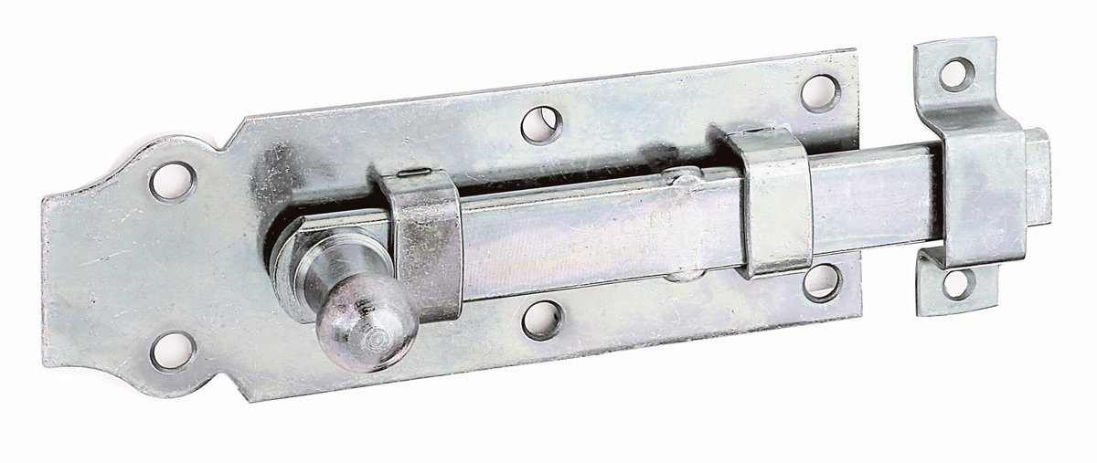 Alberts 115432 deurgrendel | recht, met knopgreep en bevestigde lus | galvanisch verzinkt, gechromateerd | plaat 120 x 44 mm | set van 3