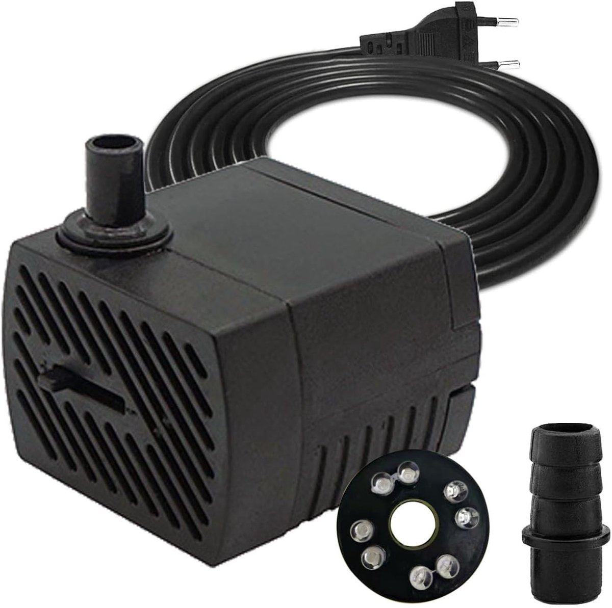 Mini-waterpomp - Zwart - 4 W - Energiezuinige Dompelpomp met LED-verlichting - Voor Aquaria en Tuinen