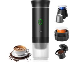 Draagbare espressomachine auto - elektrisch verwarmde reiskoffiemachine met USB-C - compatibel met NS-capsules en gemalen koffie - mini-koffiezetapparaat voor kamperen - kantoor en wandelen