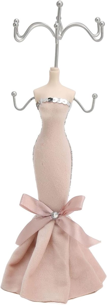 SnelShoppen - Juwelen Display Stand Model Jurk Hanger Earring Ketting Ring Juwelen Organizer Roze Mannequin Standaard Juwelen Toren Rack