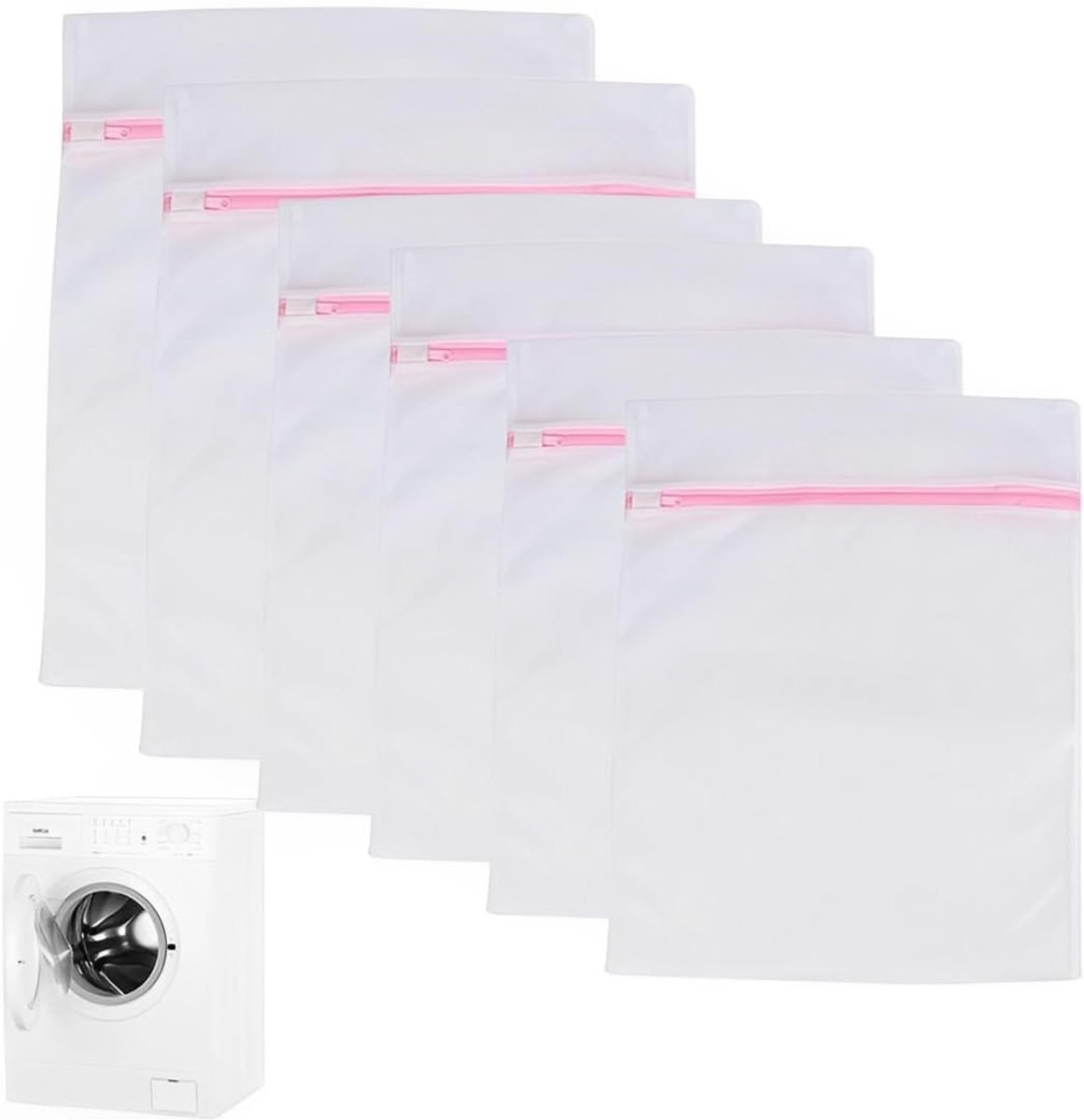SnelShoppen - 6-delige waszakken voor wasmachine, wasnet met rits voor ondergoed, babykleding, zijde en wol, beschermt kleding, verschillende maten, i