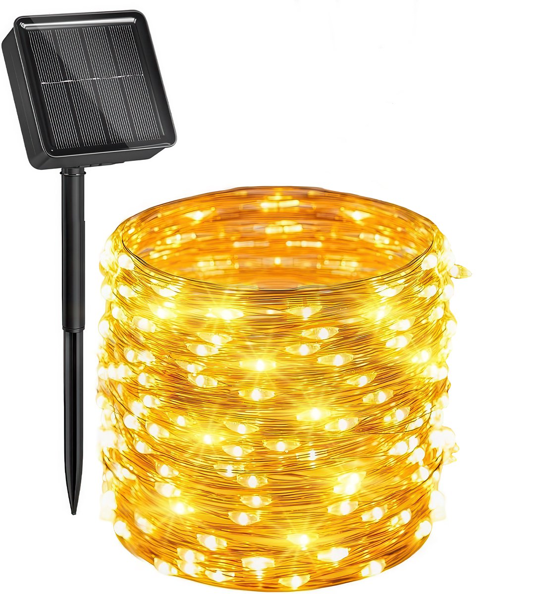 YONO Solar Lichtsnoer Buiten - 22 Meter - 200 LED - Warm Wit - Tuinverlichting op Zonne-energie - IP65 - 8 Lichtstanden - Zwart