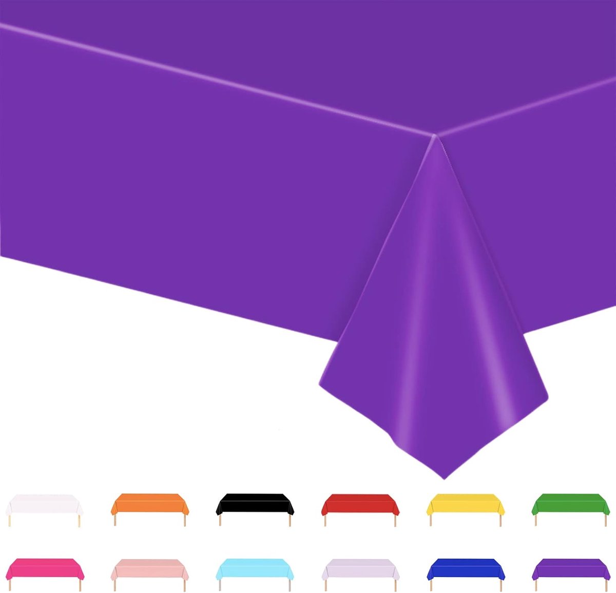 SnelShoppen - 2x Grote Paarse Tafelkleden, 137 x 274 cm, Waterdichte Plastic Tafelbedekking voor Feesten, Tuin, Keuken, Verjaardagen
