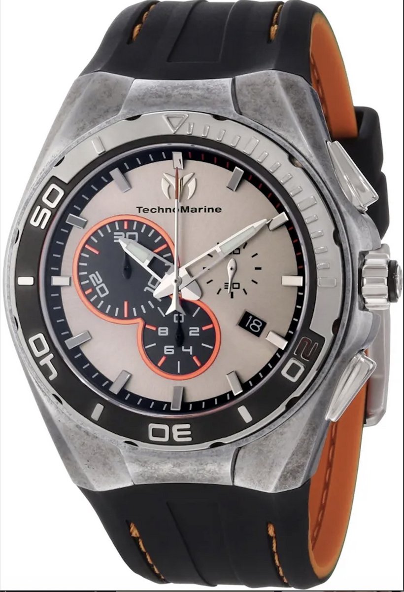 TechnoMarine Cruise Evolution 112006 Herenhorloge 45 mm Zilver Oranje Chronograaf