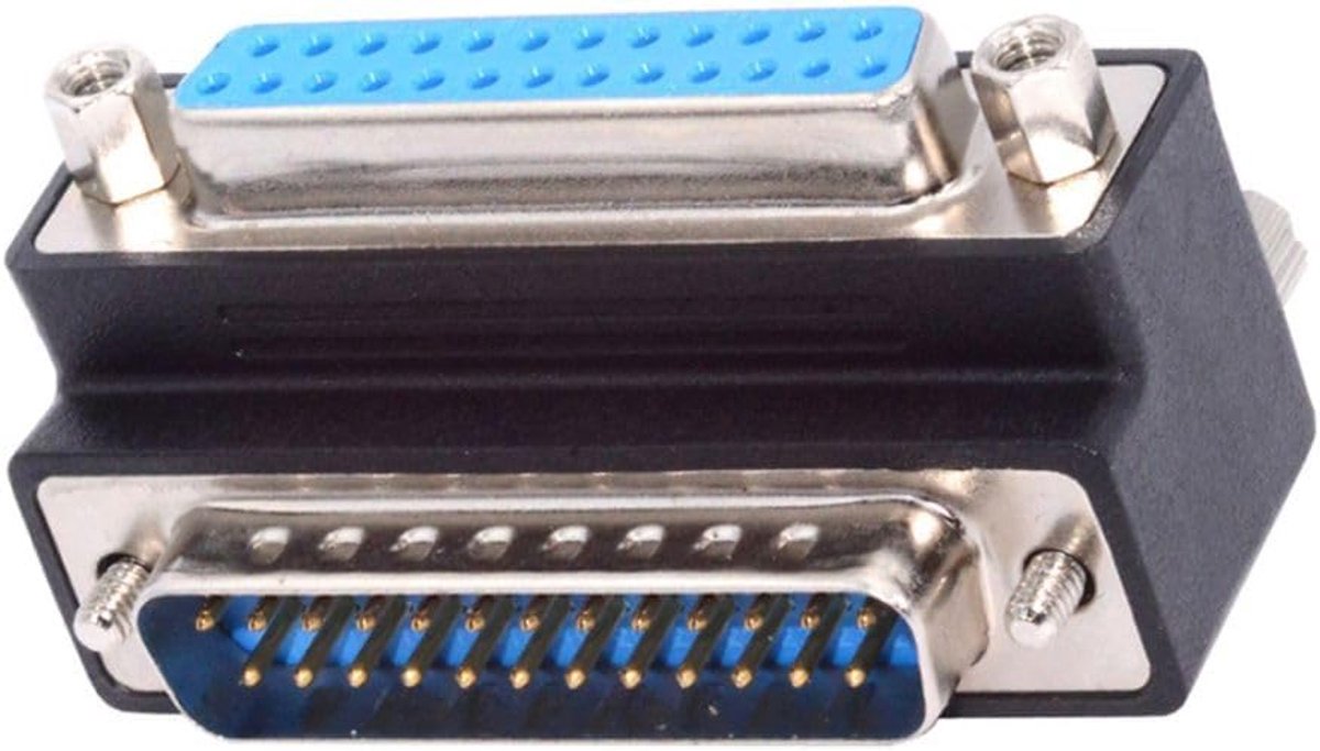 SnelShoppen - RS232 DB25Pin Seriële Poort 90 Graden Opwaartse Plug Adapter, 25-Pin Aansluiting, Koppelstuk met Schroeven, Ideaal voor Beperkte Ruimte