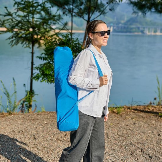 Strandstoel Klapbaar - Campingstoel Lichtgewicht - Ontspannen Buiten - Hoge Rugleuning Mesh - 135 kg Draagkracht - Blauw — afbeelding 2
