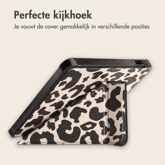 imoshion Ereader Cover / Hoesje Geschikt voor Kobo Libra Colour - imoshion Design Origami Bookcase - Leopard van iMoshion — afbeelding 4