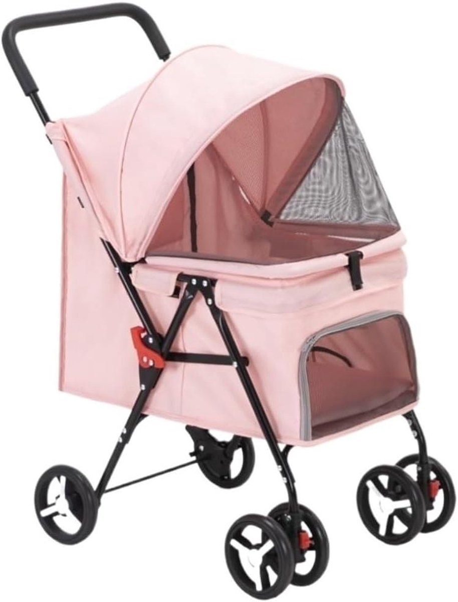 Huisdier Kinderwagen - Hondenbuggy Kattenwagen - Reizen Met Huisdier - Opvouwbaar Met 4 Wielen - 57x46x88 cm - Pin