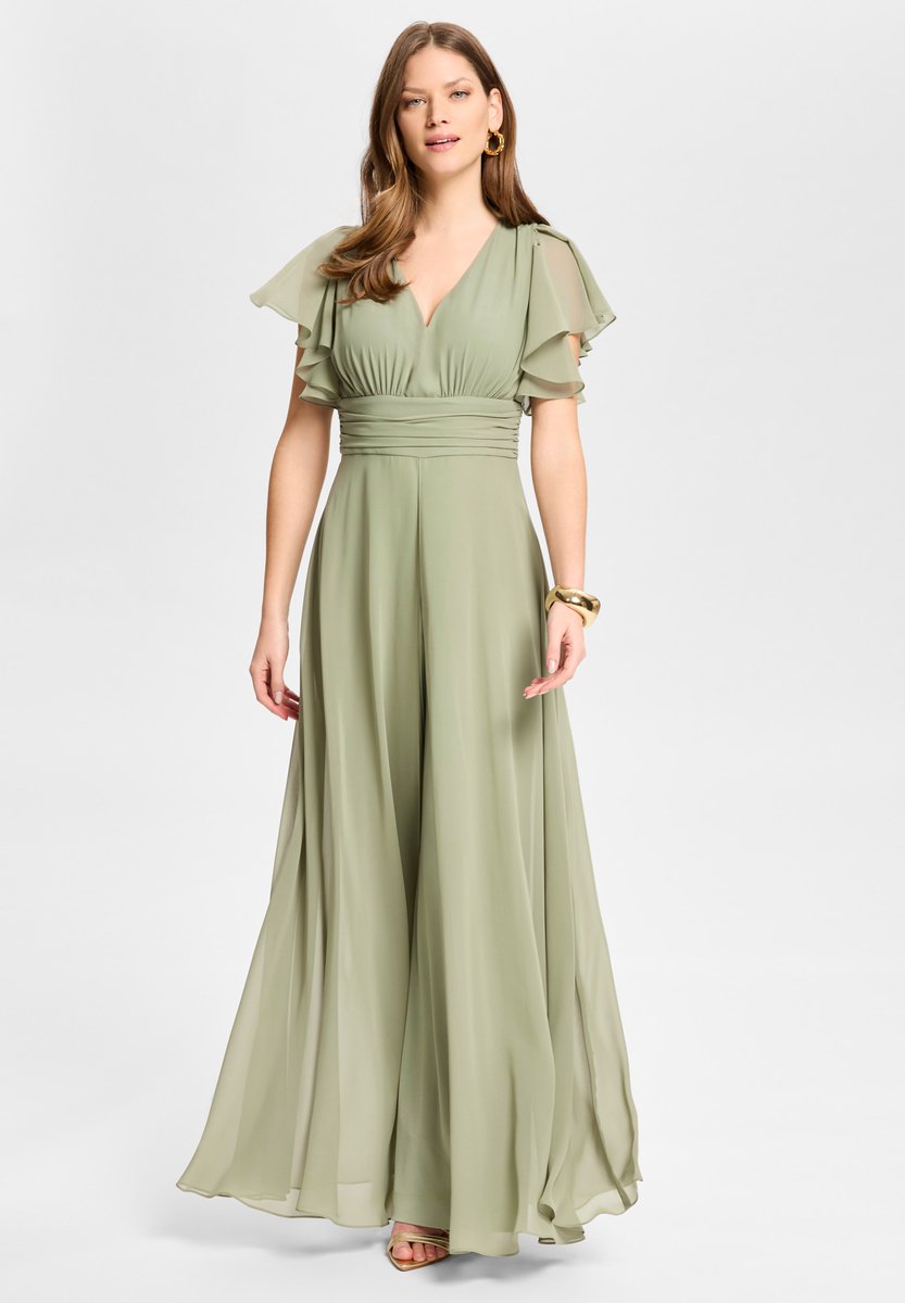 SWING – Jumpsuit – Chiffon – V-Hals – Saliegroen – Maat 38
