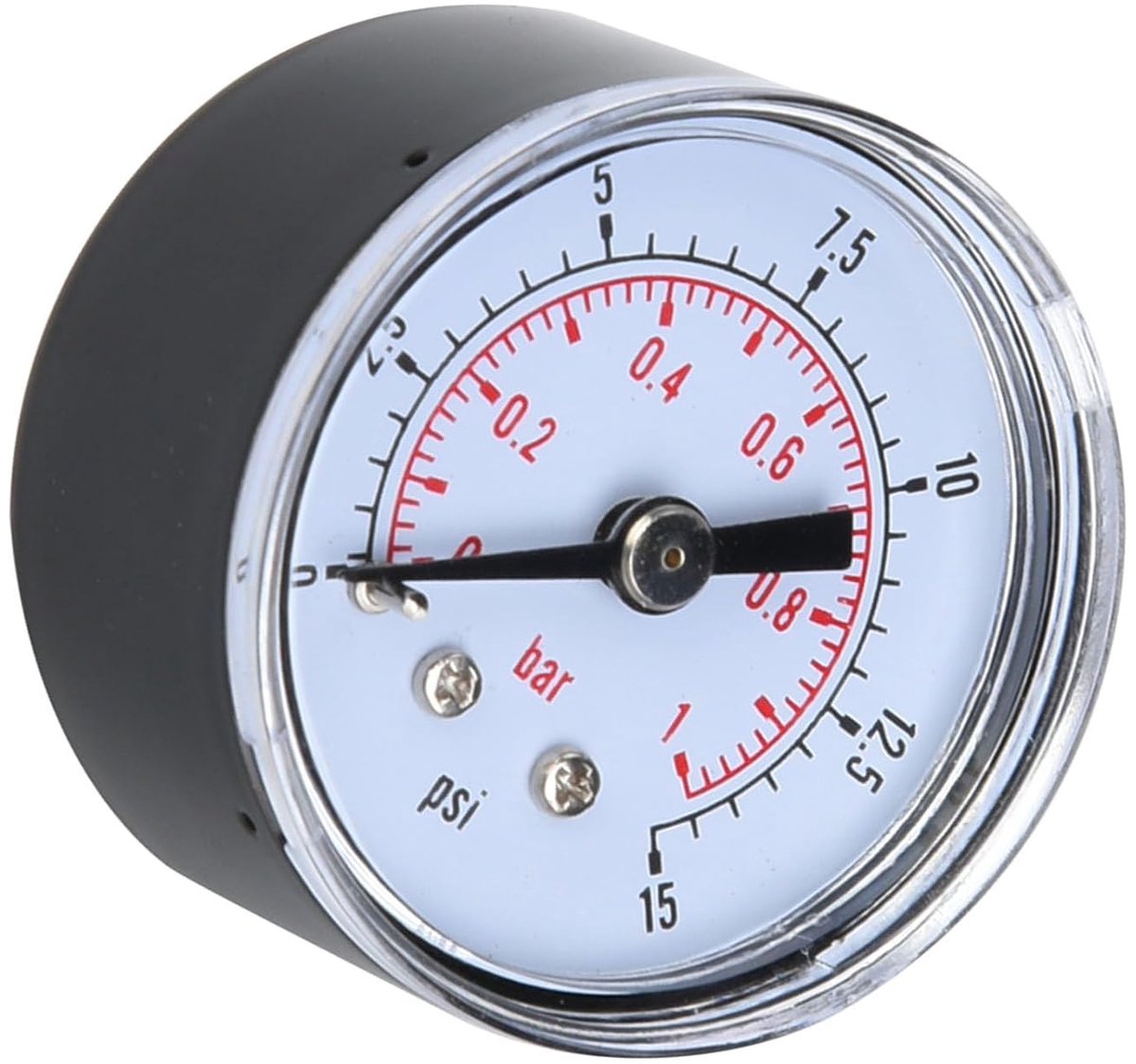 SnelShoppen - Manometeraansluiting Achterkant, Axiale Manometer 1/8 Inch BSPT, Nauwkeurige Luchtolie-Waterdrukmeting, Stabiele Wijzerplaat, Metalen Be