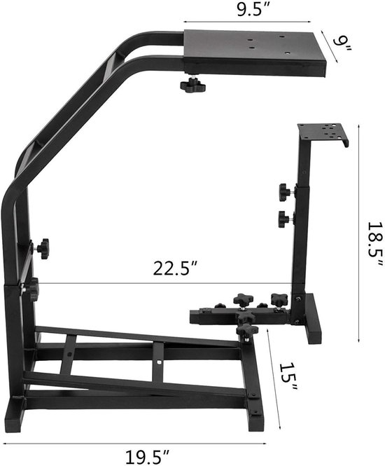 Simulator Cockpit - Racestuurhouder - Gaming Ervaring - Volledig Verstelbaar - 57-72.5 cm - Zwart — afbeelding 5