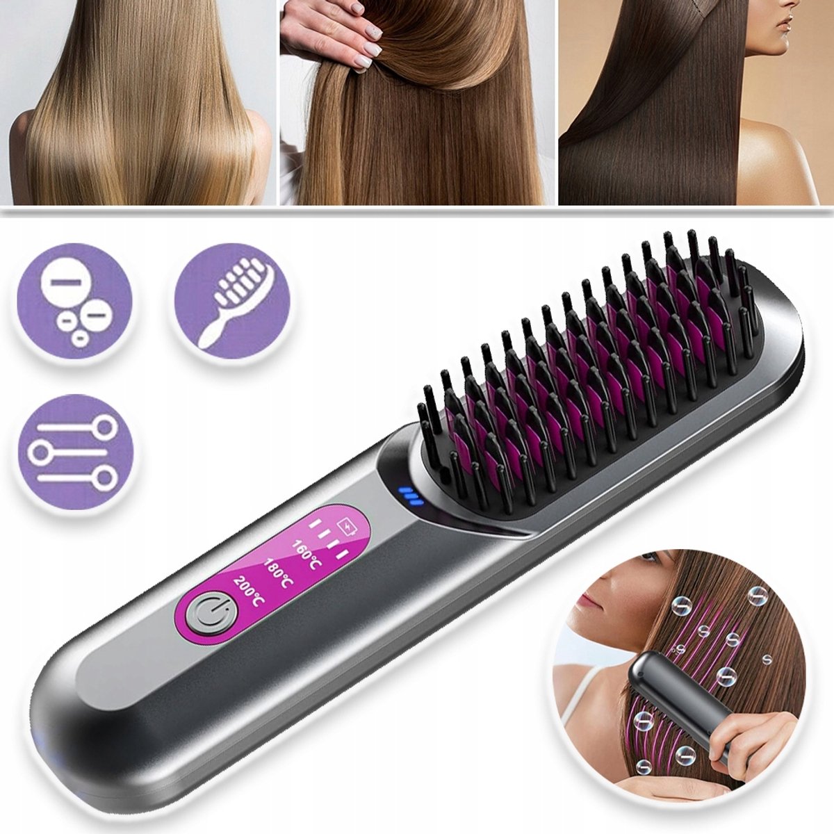 Draadloze Stijltang Met 3 Temperatuurstanden LCD-Scherm En Automatische Uitschakeling Na 20 Minuten – 2500 mAh Negatieve Ionen Anti-Verbrandingstanden – Draagbare Elektrische Haarstyler Voor Thuis En Op Reis