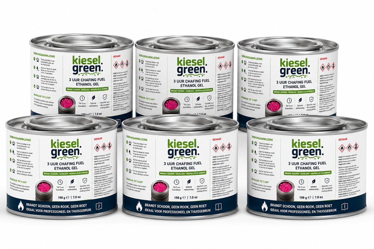 Kieselgreen Brandpasta voor Chafing Dish 6 stuks 198 gram 3 uur brandduur geur- en roetloos