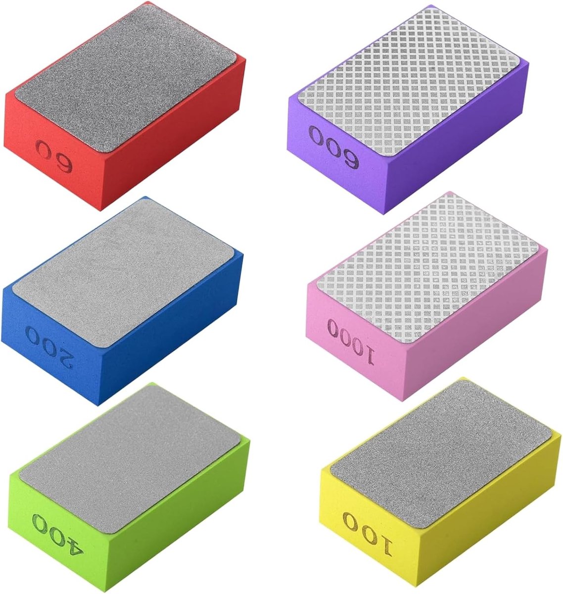 6-delige Diamantschuurpad Set, Handmatige Schuurpads voor Tegels, Glas en Keramiek, Slijpen, Polijsten en Trimmen, Duurzaam en Efficiënt, 60#, 100#, 200#, 400#, 600#, 1000# | Hoogwaardige schuurmaterialen voor professionele afwerking