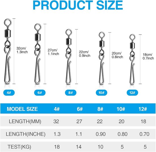 Vertebrae viswielen met carabiner, 100 stuks roestvrij staal, ideaal voor vissen en hengelsport — afbeelding 5