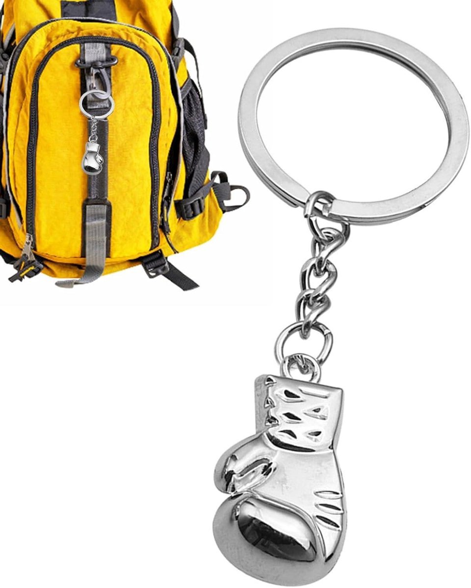 Bokshandschoenen Sleutelhanger - Boksen Accessoire - Sport Liefhebbers - Roestvrij Metaal - 1 stuk - Zilver