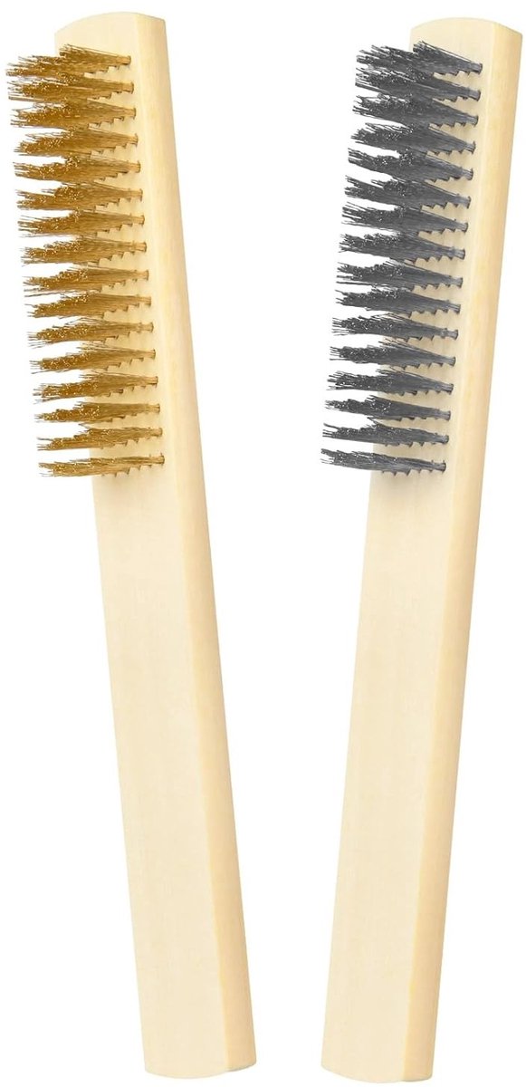 Set van 2 Draadborstels met 80 mm Borstel - Messing Draadborstel voor Schoonmaken van Roest, Werkplaats en Huishouden