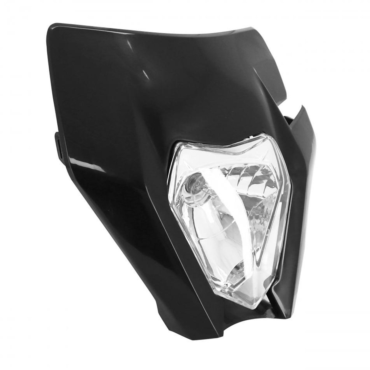 Plaque phare noire P2R type KTM avec optique 12V 35/35W pour moto 50 à boite