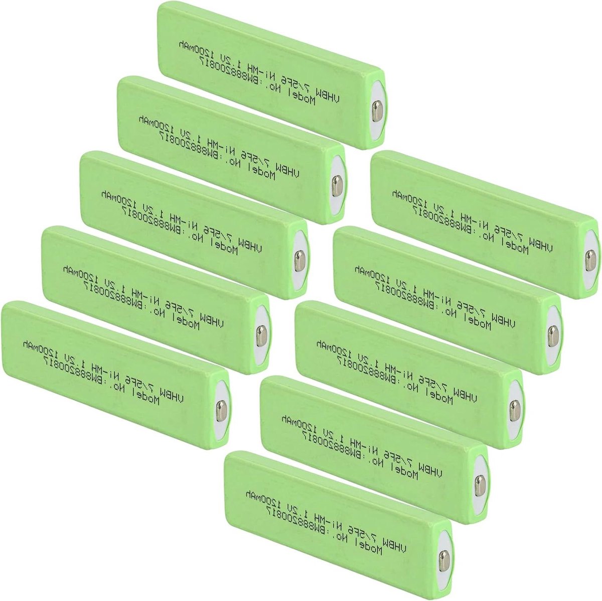 Celbatterij - Reservebatterij NiMH - Draagbare speler - Hoge capaciteit 1100mAh - 10 stuks - Groen
