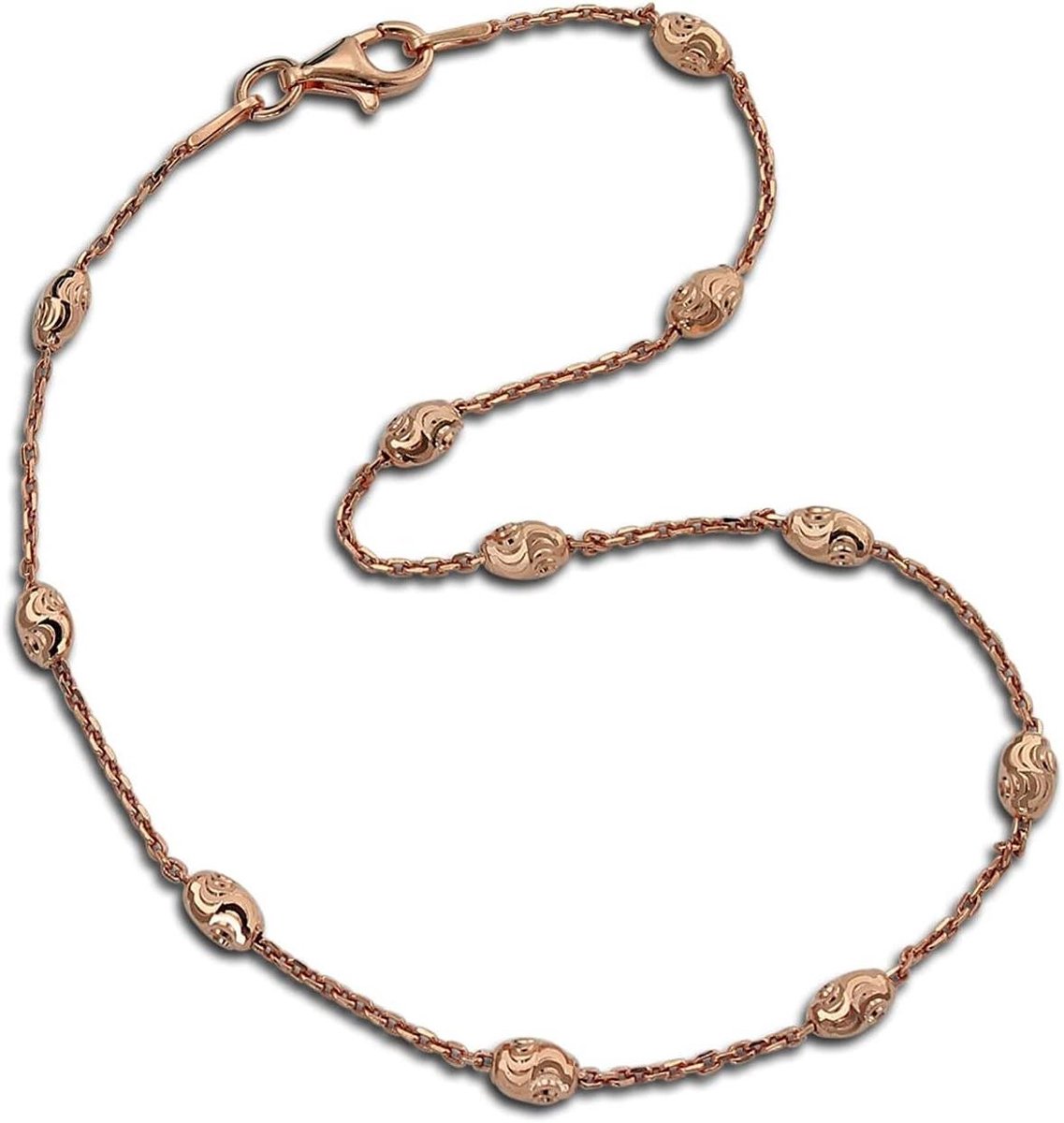 Anklet Rose - Enkelbandje Dames - Mode Accessoire - Sterling Zilver - 25 cm - Rosé