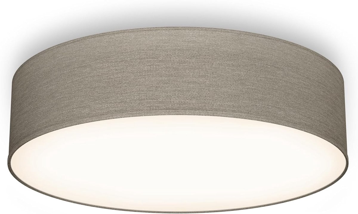 Plafondlamp - Taupe - Ø38 cm - Textiel Plafoniere met 2 E27 Fittingen - Voor Woonkamer en Slaapkamer