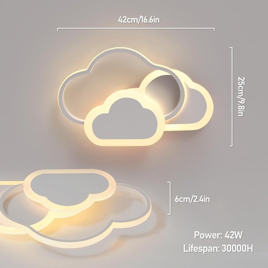Moderne LED Plafondlamp voor Kinderkamer met Afstandsbediening en Nachtlichtfunctie - 42CM van Merkloos — afbeelding 2