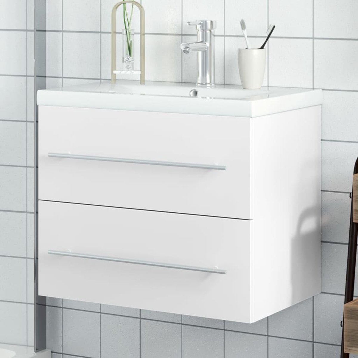 Badkamermeubel met wastafel - Wastafelmeubel Kast - Badkamer Organiseren - Ruimtebesparend Ontwerp - Niet gespecificeerd - Wit