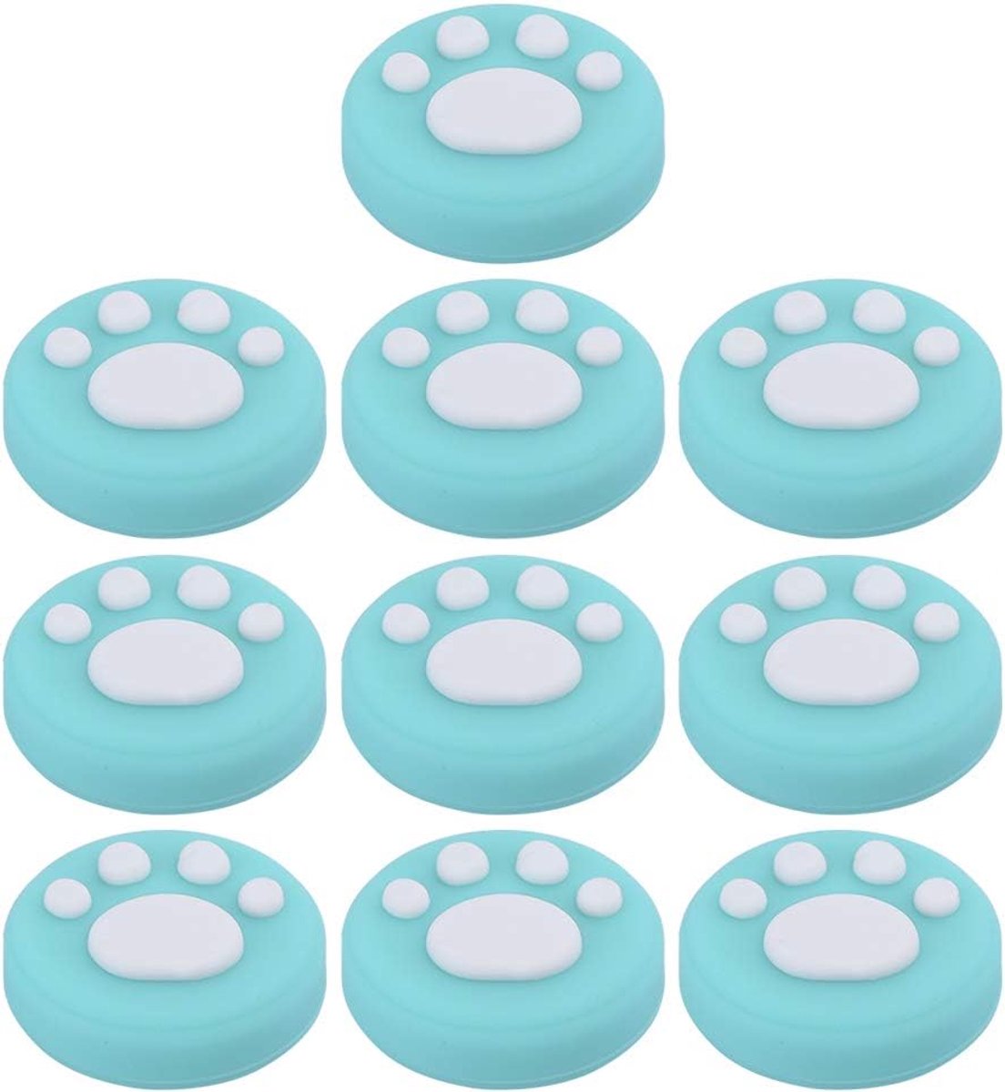 SnelShoppen - Kat Poot Thumb Grip Caps 10 Stuks Vervangbare Siliconen Thumb Grips Analoge Stick Cover Joystick Cap Cover Universeel voor Switch Lite,