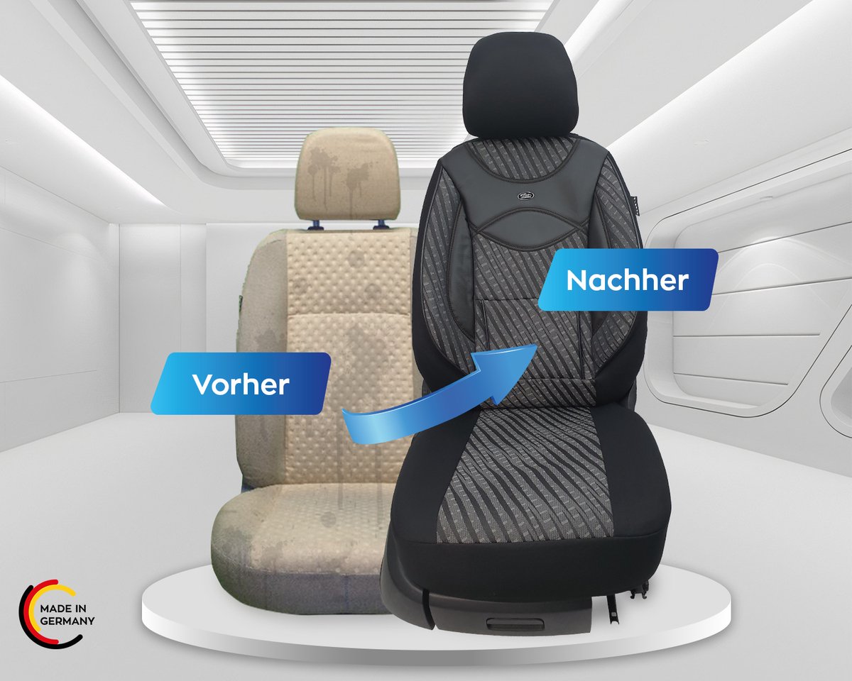Autostoelhoezen voor bestuurders- en passagiersstoel geschikt voor Audi Q4 Bj ab 2021 – Zwart/Grijs