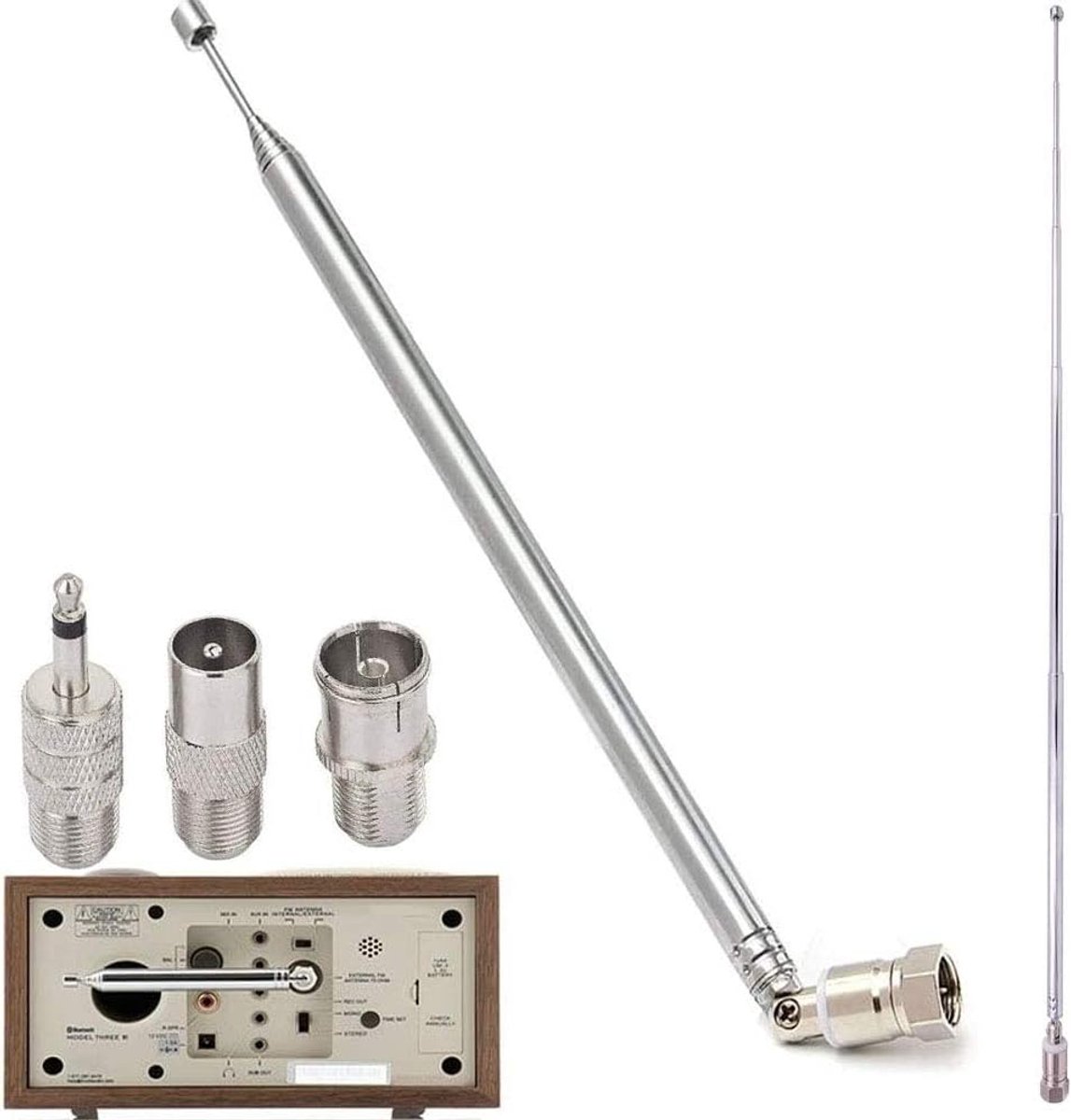 SnelShoppen - DAB Radio Antenne voor HiFi AV Ontvanger Mini Systeem, Antenne voor Binnen met F-male Connector, 3 Adapters, Hoogwaardige Koper Materiaa